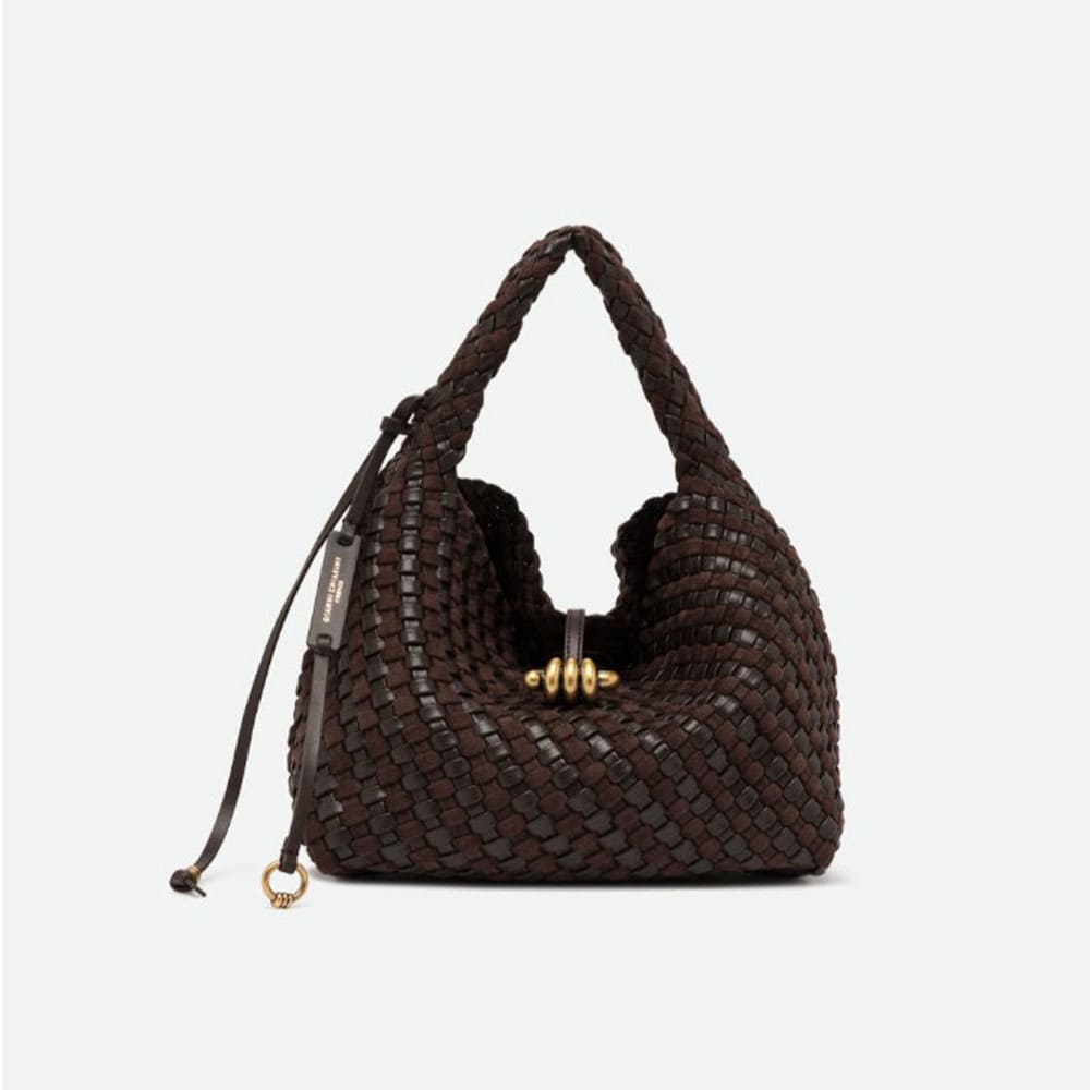 Bolso marrón asa y correa trenzado Gianni Chiarini Aurelie BS 12065