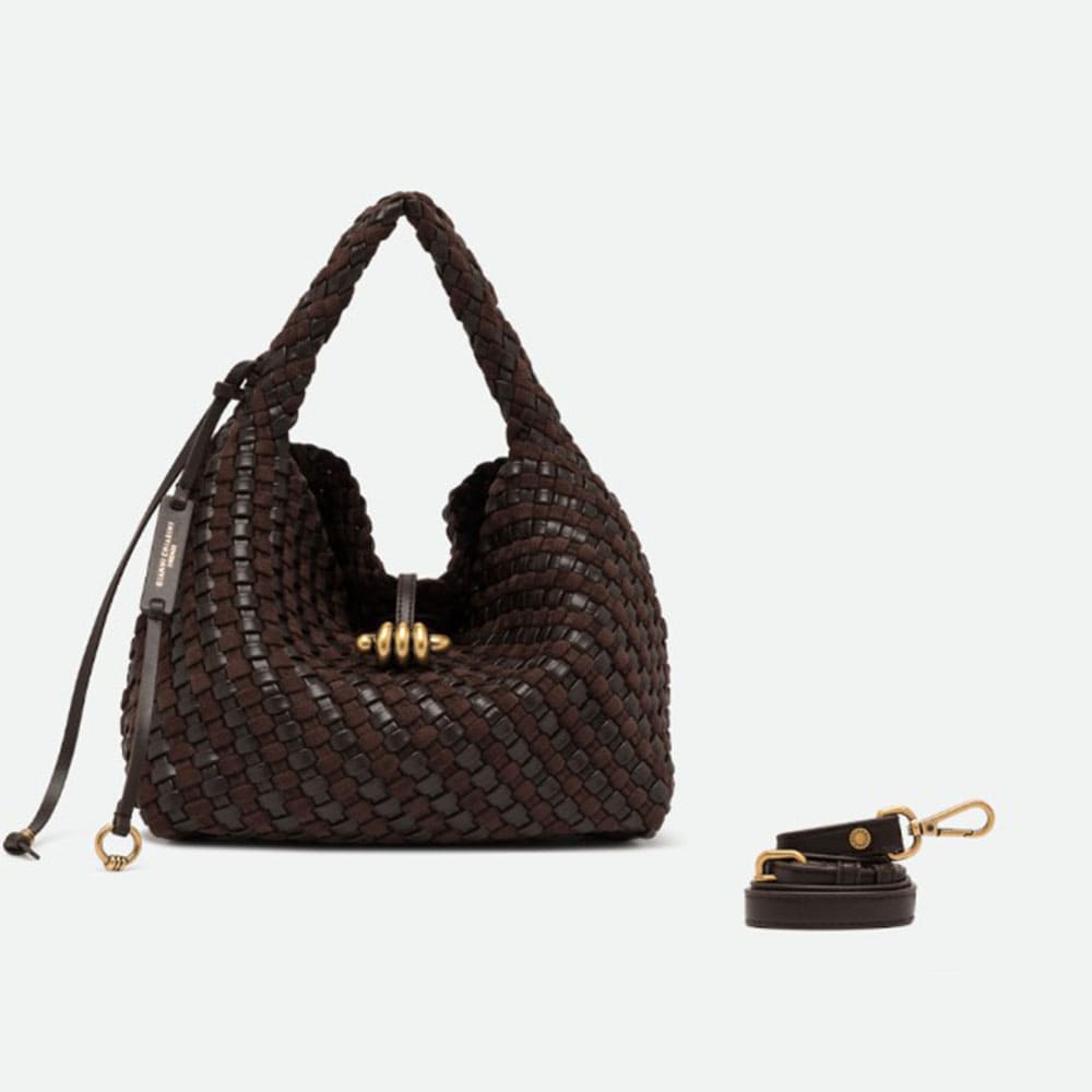 Bolso marrón asa y correa trenzado Gianni Chiarini foto 3