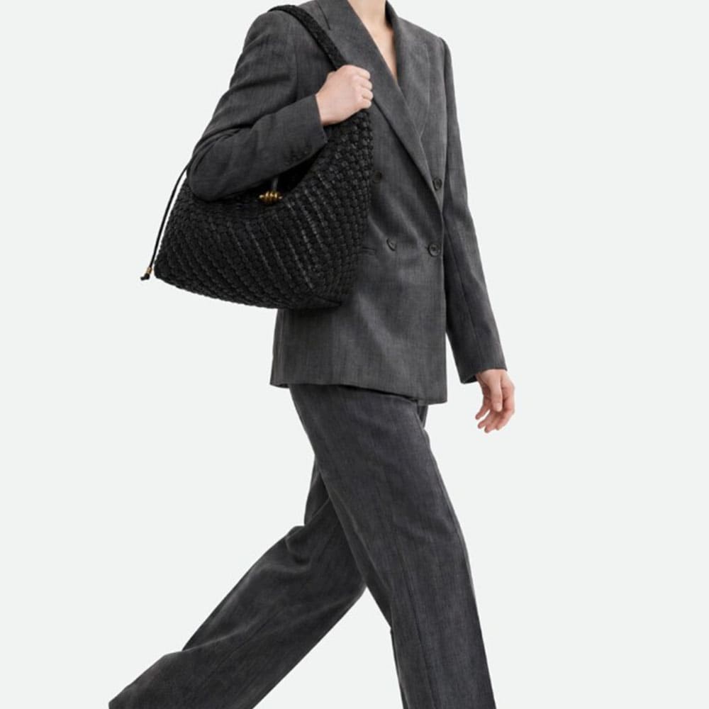 Bolso Gianni Chiarini trenzado negro asa foto 2
