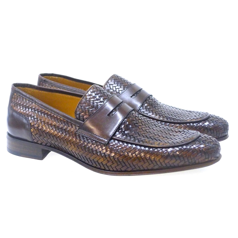Mocasín trenzado para hombre marrón Pertini 22882