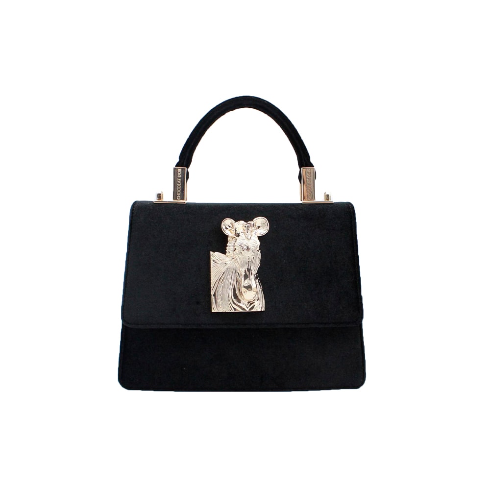 Bolso pequeño terciopelo Chocolat-dor Elena Small Negro