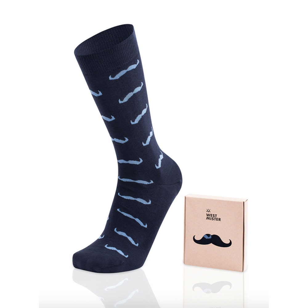 Calcetines divertidos hombre West Mister Movember Azul