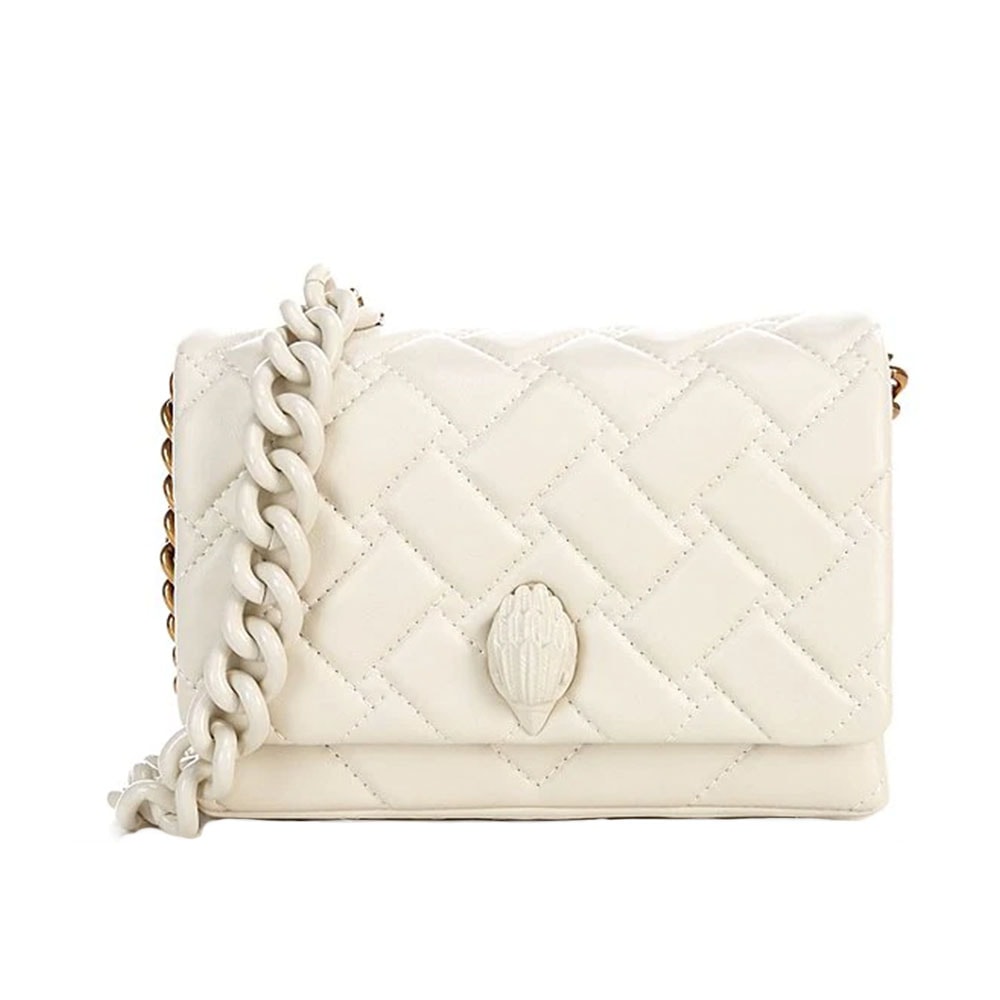 Bolso piel beig cadena Kurt Geiger Mini Kensington Flap Bone