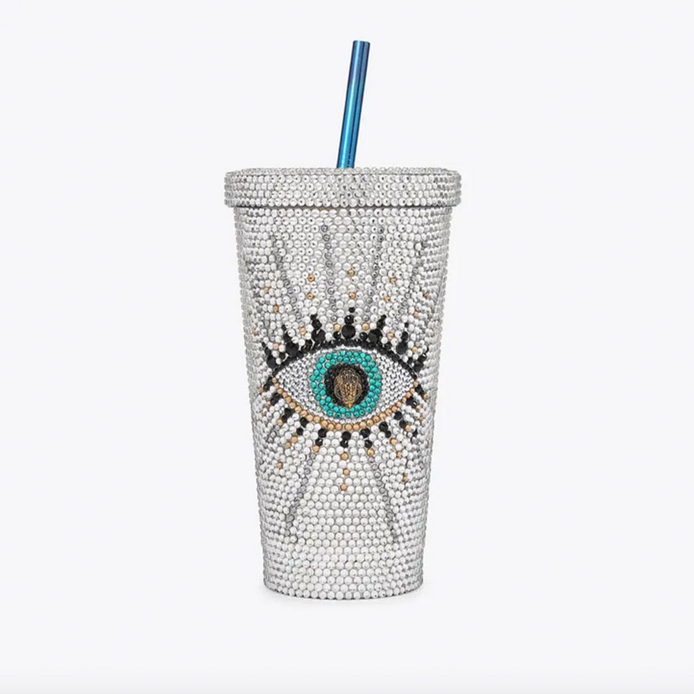 Vaso con pajita cristales ojo Kurt Geiger Crystal Tumbler