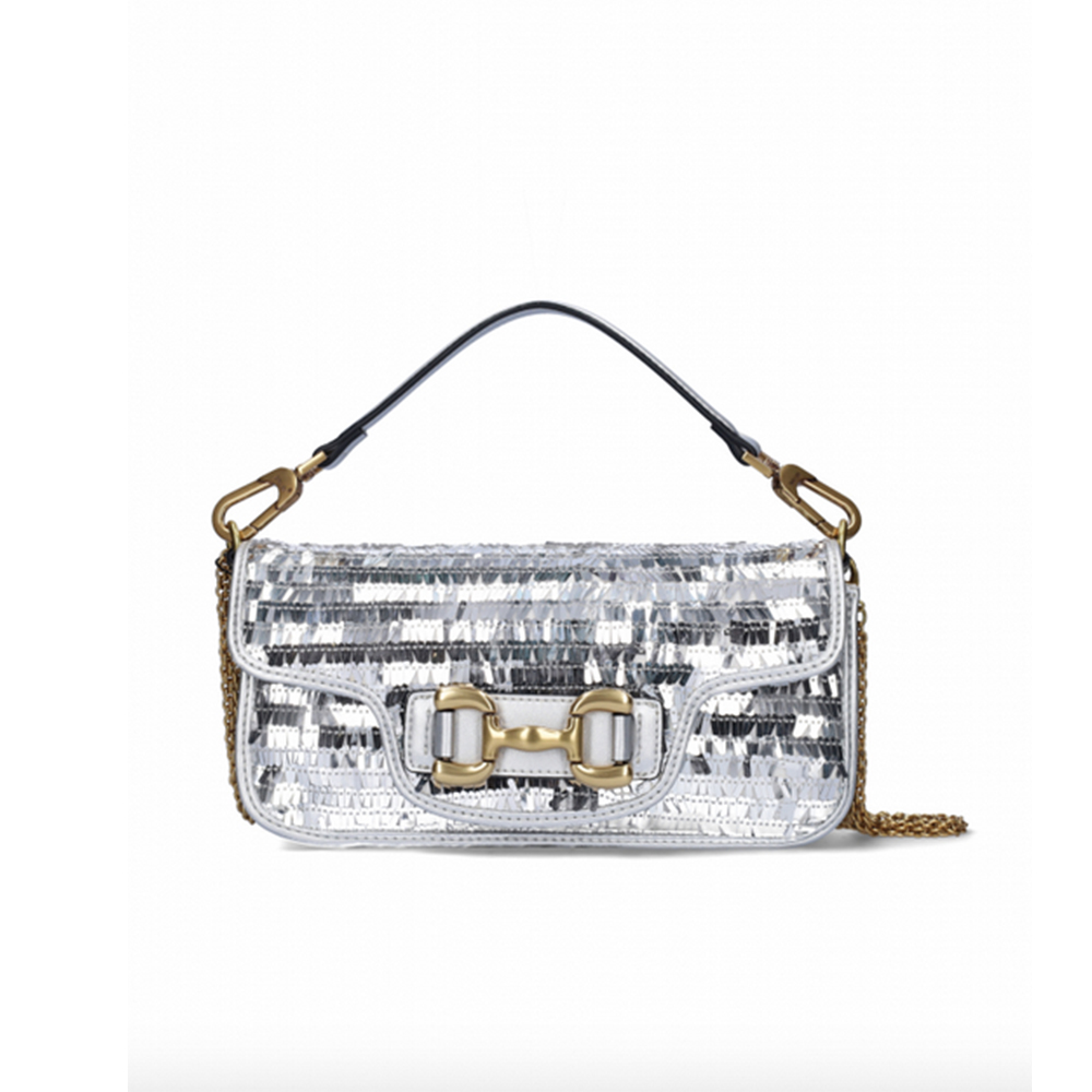 Bolso shoulder lentejuelas Bibilou Kiev 915A02TR Plata