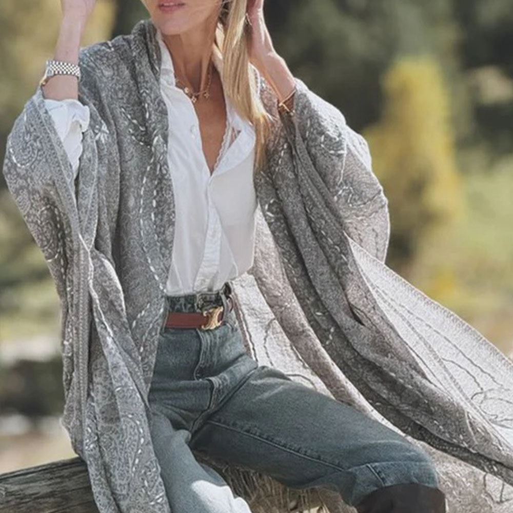 Poncho bufanda gris mujer Poc a Poc Amoha