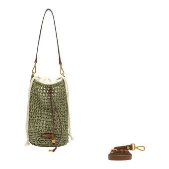 Bolso cubo paja verde Gianni Chiarini Nefeli Bs 11951