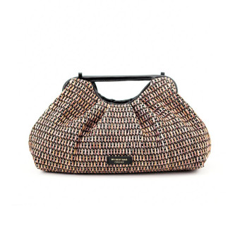 Bolso negro y beig paja asa rígida My Best Bag S1-MYB-2047