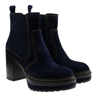 Botines azules ante tacón y plataforma Pons Quintana 11048.000