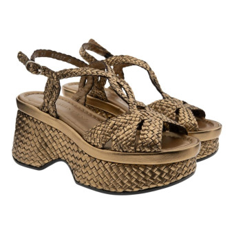 Sandalias bronce trenzadas plataforma Pons Quintana 11498