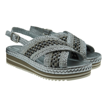 Sandalias Plataforma Trenzadas Plata Pons Quintana 11539.S00