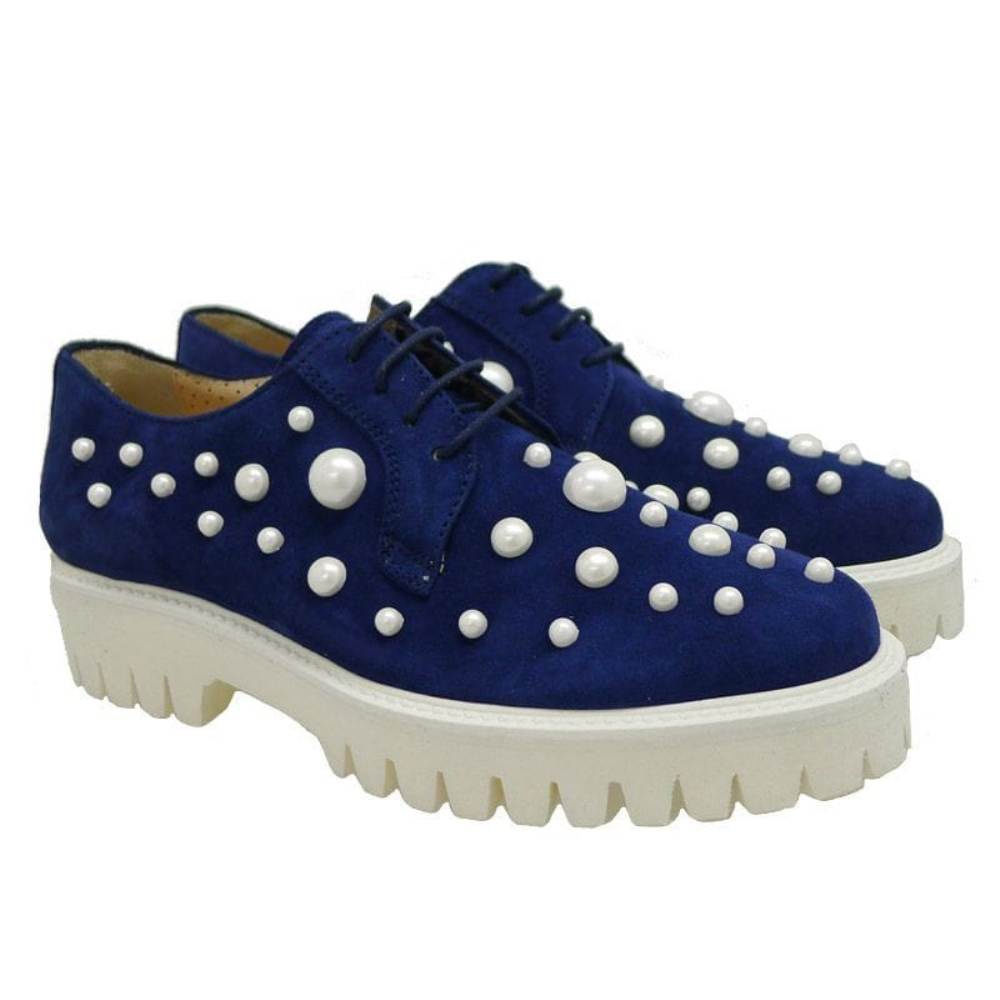 Pertini zapato cordón con perlas 171W1212994D1 Mimo Agliari Azul