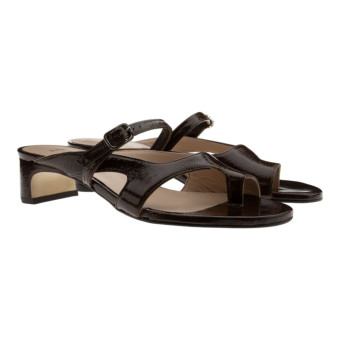 Sandalias charol marrón tacón bajo Zinda 3509