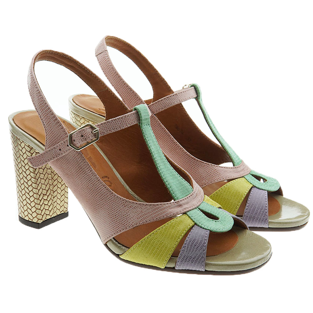 Sandalias tacón piel color pastel Chie Mihara Baden