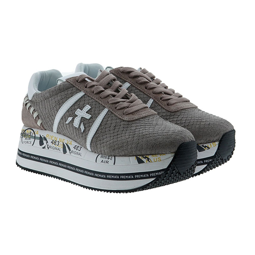 Sneakers plataforma piel y escamas Premiata Beth