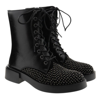 Botines negros tachuelas y cordones Jeannot BJ502