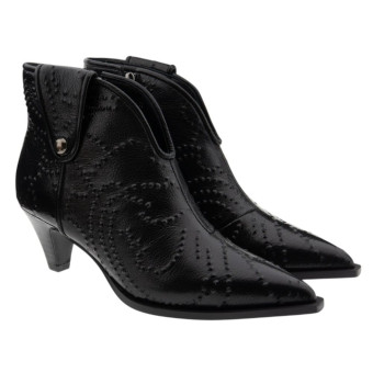 Botines negros piel tacón puntera Jeannot BJ552