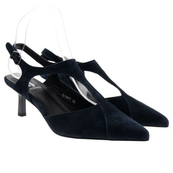 Zapatos destalonados ante azul hebilla Jeannot BJ567