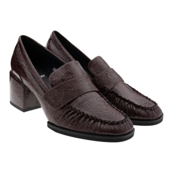 Mocasines burdeos tacón ancho piel Jeannot BJ571
