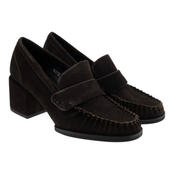 Zapatos tacón tipo mocasín ante marrón Jeannot BJ571