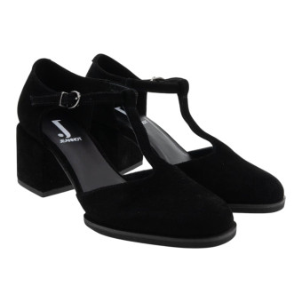 Zapatos ante negro tacón ancho y hebilla Jeannot BJ575