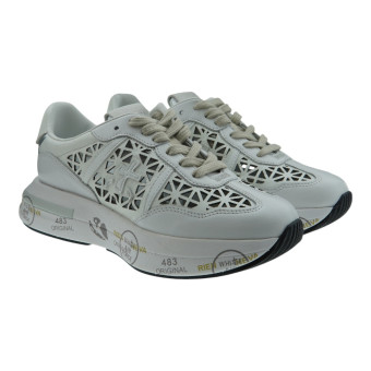 Sneakers mujer blancas troqueladas Premiata Cassie 7385