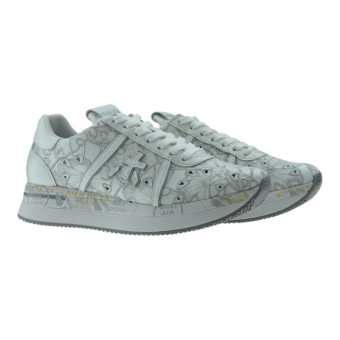 Sneakers Blanca Mujer Bordada Premiata Conny 7364