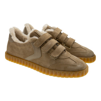 Sneakers mujer velcro beig Voile Blanche Ines Fringe