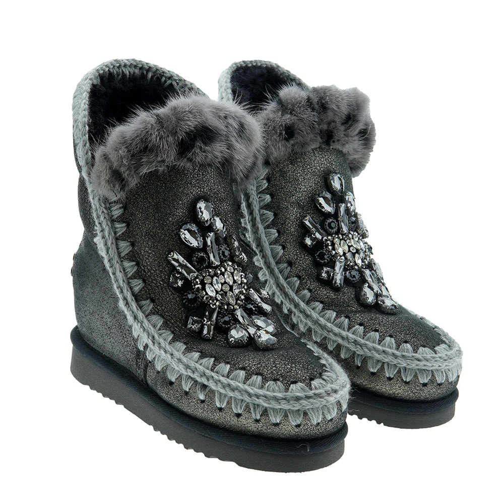 Bota cuña pelo cristales Mou Inner Wedge Front Heart Patch