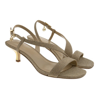 Sandalias doradas tacón bajo Michael Kors Jaida Kitten 