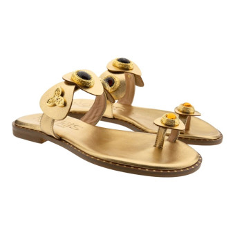 Sandalias planas doradas dedo adornos Kotris K-3021