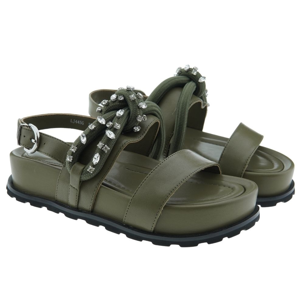 Sandalias mujer plataforma piel nudo y cristales Jeannot LJ445