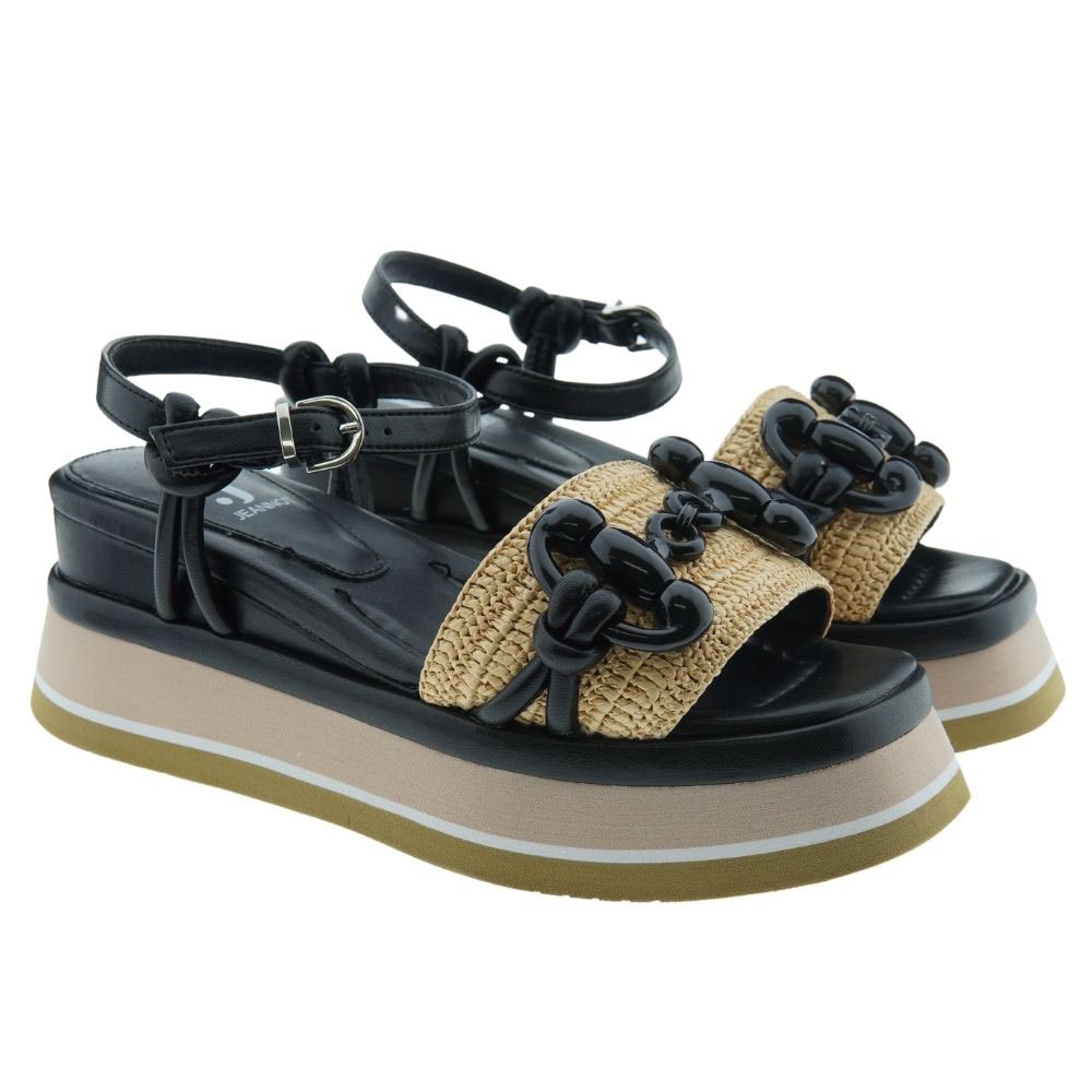 Sandalias plataforma pala rafia adorno Jeannot LJ485