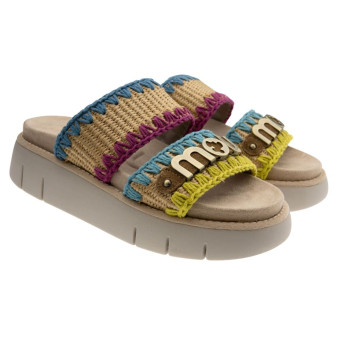 Sandalias plataforma rafia y ganchillo Mou MU.SW531016K