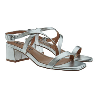 Sandalias tacón cuadrado plata  Bibilou Nica 45