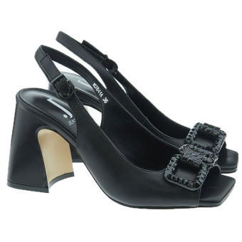 Zapato destalonado peep-toe negro tacón Jeannot NJ641