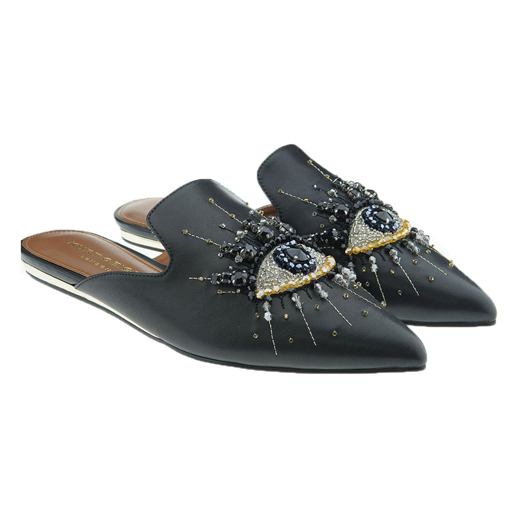 Mule destalonado piel pedrería ojo Kurt Geiger Olive Eye