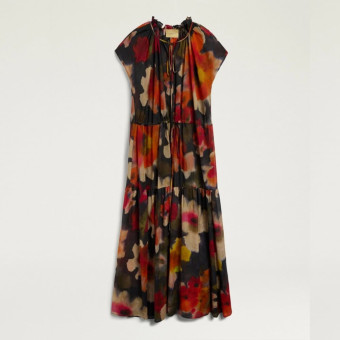 Vestido maxi algodón volantes fruncidos Momoni Otero Dress