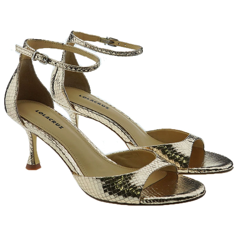 Sandalias fiesta tacón bajo metalizadas Lola Cruz Petrina 229Z1BK