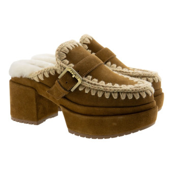 Zuecos tacón Mou piel cordero Platform Clog