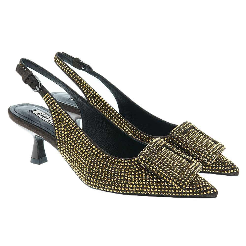 Zapato salón detalonado strass tacón bajo Bibilou Poznan-711Z00VK