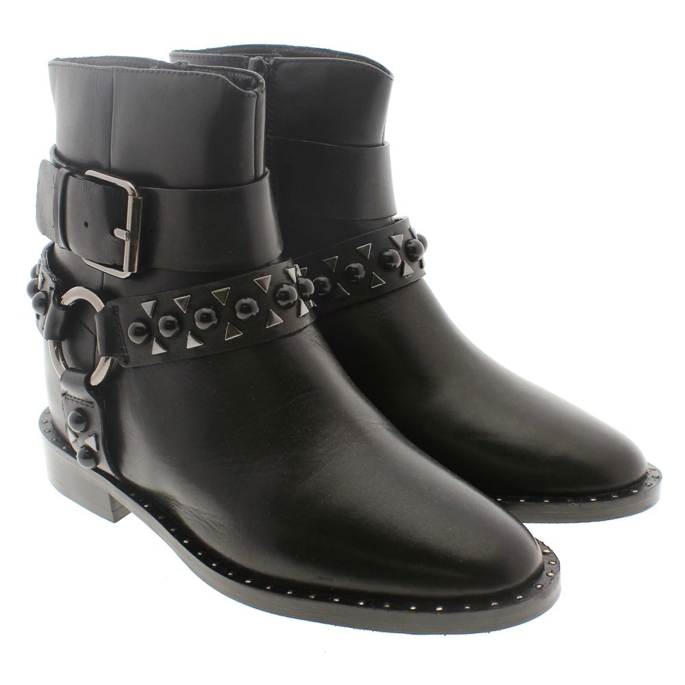 Botines negros piel hebillas Adille S4705X