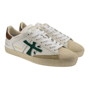Zapatillas blancas y verdes caballero Premiata Steven 8043