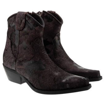 Botines cowboy piel burdeos tacón Zoe Thor 05