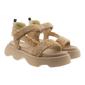 Sandalias mujer plataforma beig pedrería Jeannot TJ524 