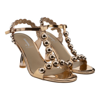 Sandalias tacón fino mujer oro rosa Jeannot TJ647