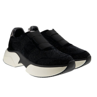Sneakers mujer negras terciopelo Jeannot VJ665