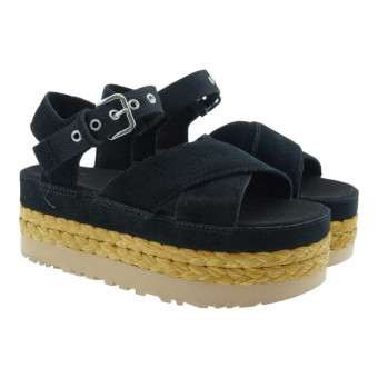 Sandalias Plataforma Ugg W Aubrey Ankle Negras Yute