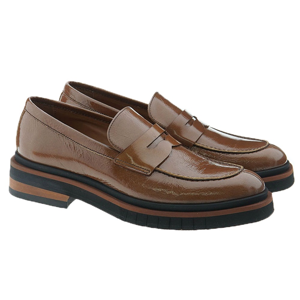 Mocasines mujer piel charol cuero Calce X1450