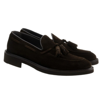 Mocasines marrones serraje borlas Calce x2372